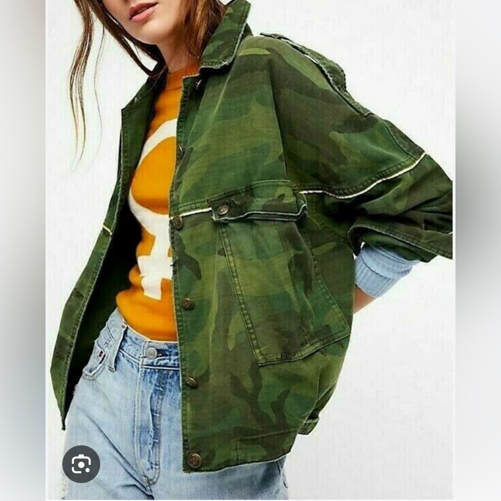 Free People Slouchy Military Camo Jacket | Size XS